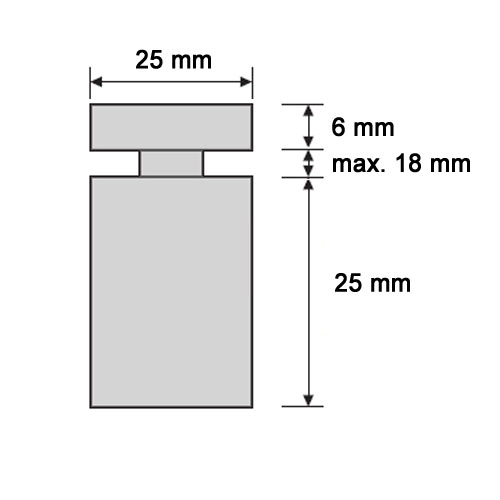 V2A Schraubbare - Abstandshalter 25 mm x 25 mm