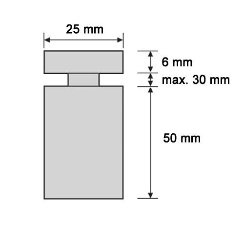 V2A Schraubbare - Abstandshalter 25 mm x 50 mm