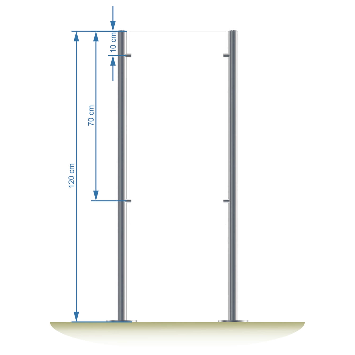 Edelstahl Standschild als freistehendes Firmenschild in 120 cm