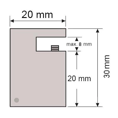 Klemmbefestigung 20mm Messing (poliert, verchromt) 2-8mm