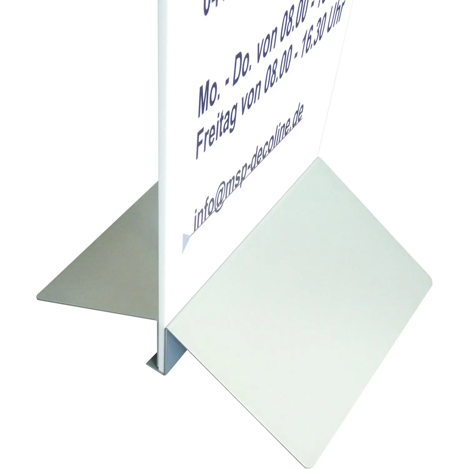 Schildaufsteller für Banner und Poster aus Stahl 300mm mit Seitenansicht