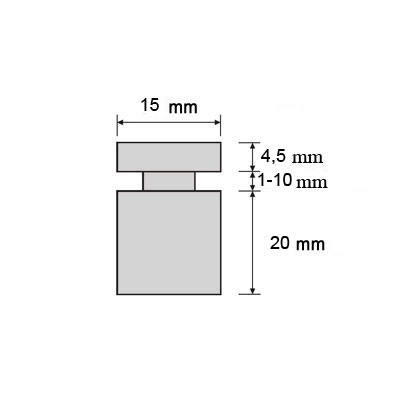 Wandabstandshalter 15 x 20 mm Schraubbar im 100er Angebot Detail Zeichnung